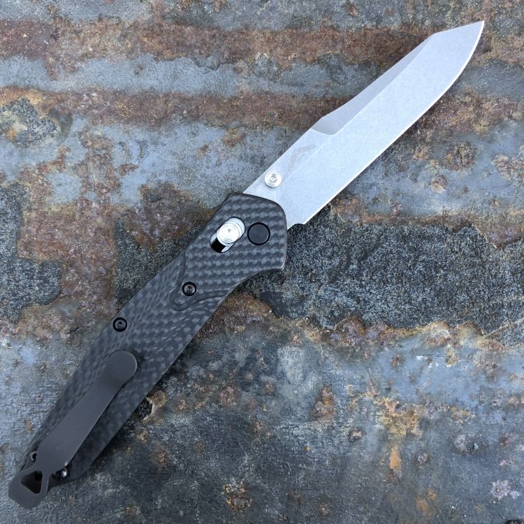 Benchmade Osborne Carbon Fiber Scales 3.4" Stonewashed S90V Blade Folding Knife